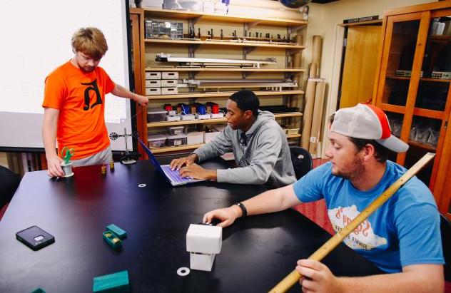 students in physics lab